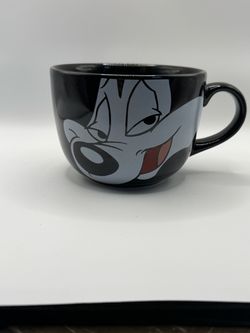 Vintage 1998 Warner Bros Studio Store Pepe Le Pew Large Jumbo Coffee Mug Cup Black Looney Tunes Face 24oz