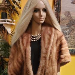 Real Mink Fur Shawl Cape 