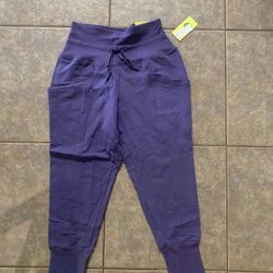 Purple jogger pants with adjustable waistband small.  (N)