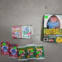 Sealed Vintage 90s Baseball & Football Card Packs Lot – Fleer & Score