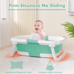 Collapsible Baby Bathtub for Infants and Toddlers with Bath Net and Thermometer