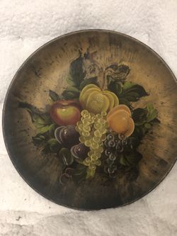 Vintage Metal Large Plate Walk Decor 