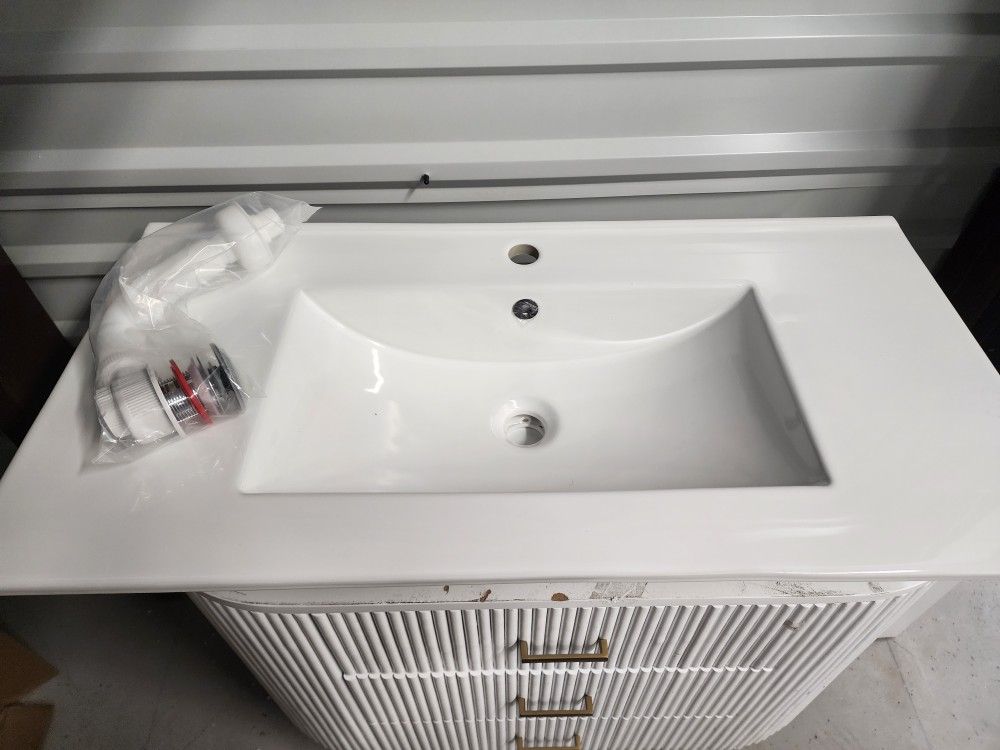 Bathroom Vanity Sink Top β White Ceramic β No Faucet