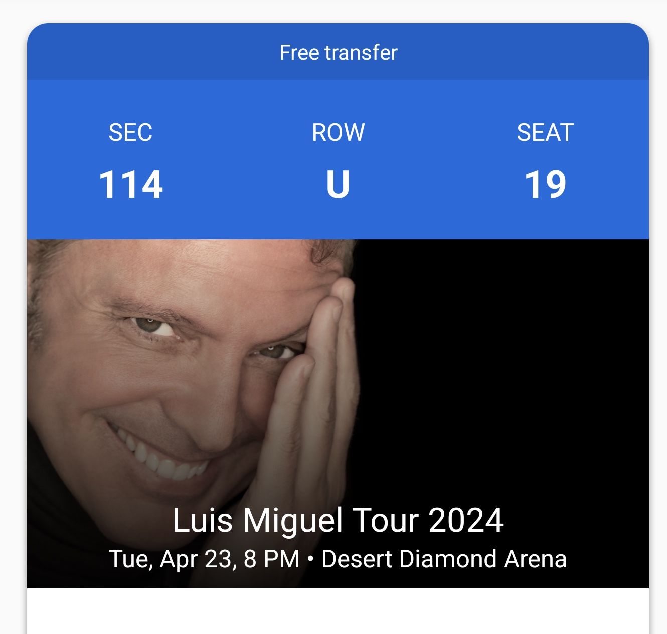 Luis Miguel ticket 4/23