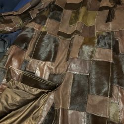 Leather Patch Work Coat