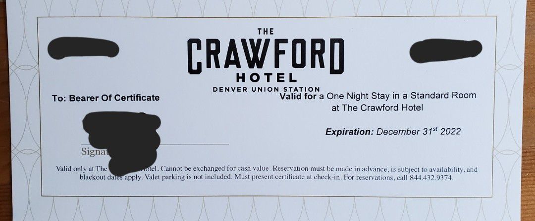One Night Stay At The Crawford Hotel