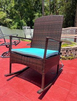 Outdoor Wicker Rocking Chair with Cushion