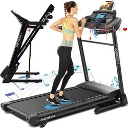 ANCHEER Treadmill with Auto Incline 15 Level, 3.25HP Electric Treadmill for Home Gym Cardio Training, Running Machine 300LB Capacity, 12 Preset Progra