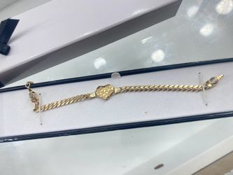 14k Gold Nugget Heart Bracelet