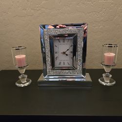 Bling  Clock with Candle Holders