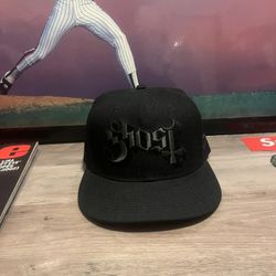 Ghost Band Logo Monotone Triple Black Snapback Hat Adjustable New