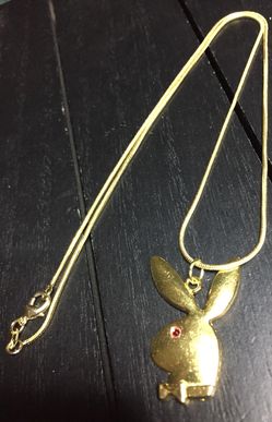 18”/ 18K Gold Plated Necklace with Playboy Bunny Pendant