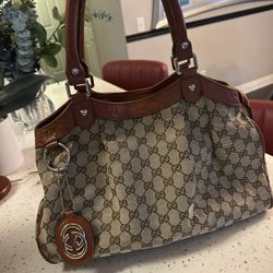 Gucci Beige/Brown GG Canvas and Leather Medium Sukey Tote