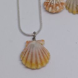 Sunrise Shell Jewelry Set, HAWAII, shells, Necklace, Earrings, Sand In Shell, Nickel Free, Sterling Silver