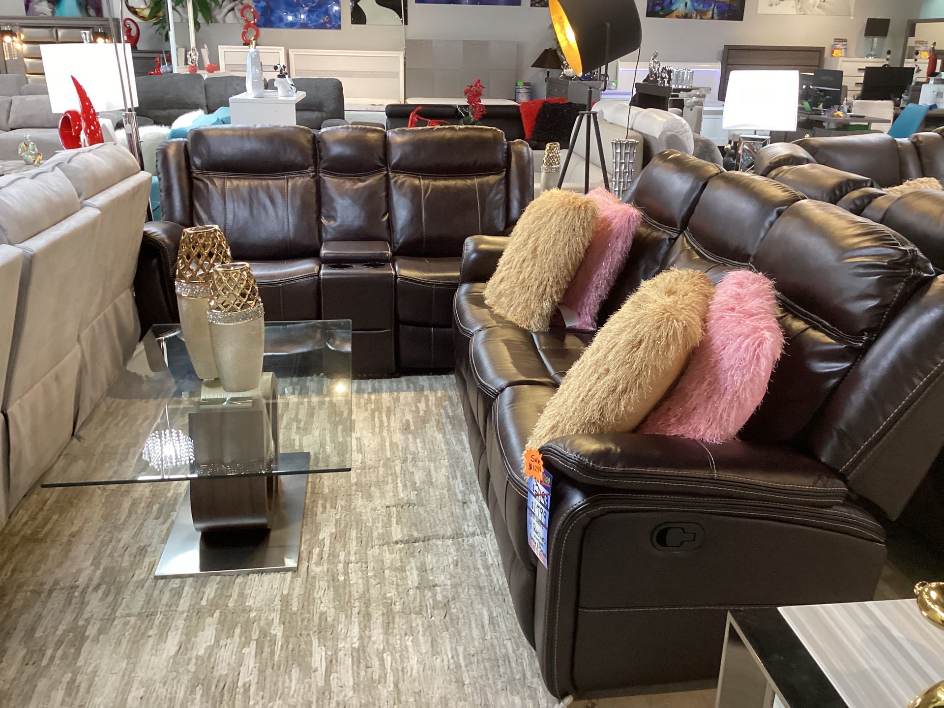 Beautiful Furniture Sofa & Loveseat 4 Manuel Recliners For $999 On Sale Now