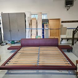 King Size Bed Mattress w/removable Side Tables