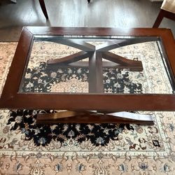 Wooden Table With Glass