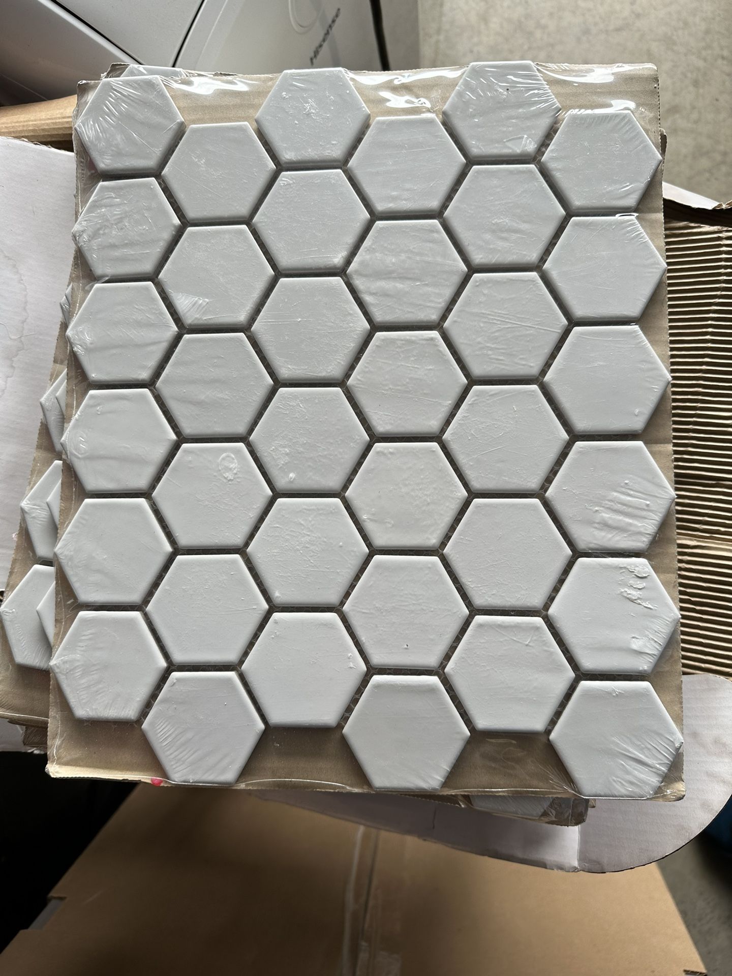 SATIN WHITE MATTE 2 IN. HEXAGON PORCELAIN MOSAIC
