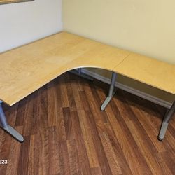 L shape wood computer desk