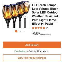 Three Pack Solar Panel Powered Tiki Lights