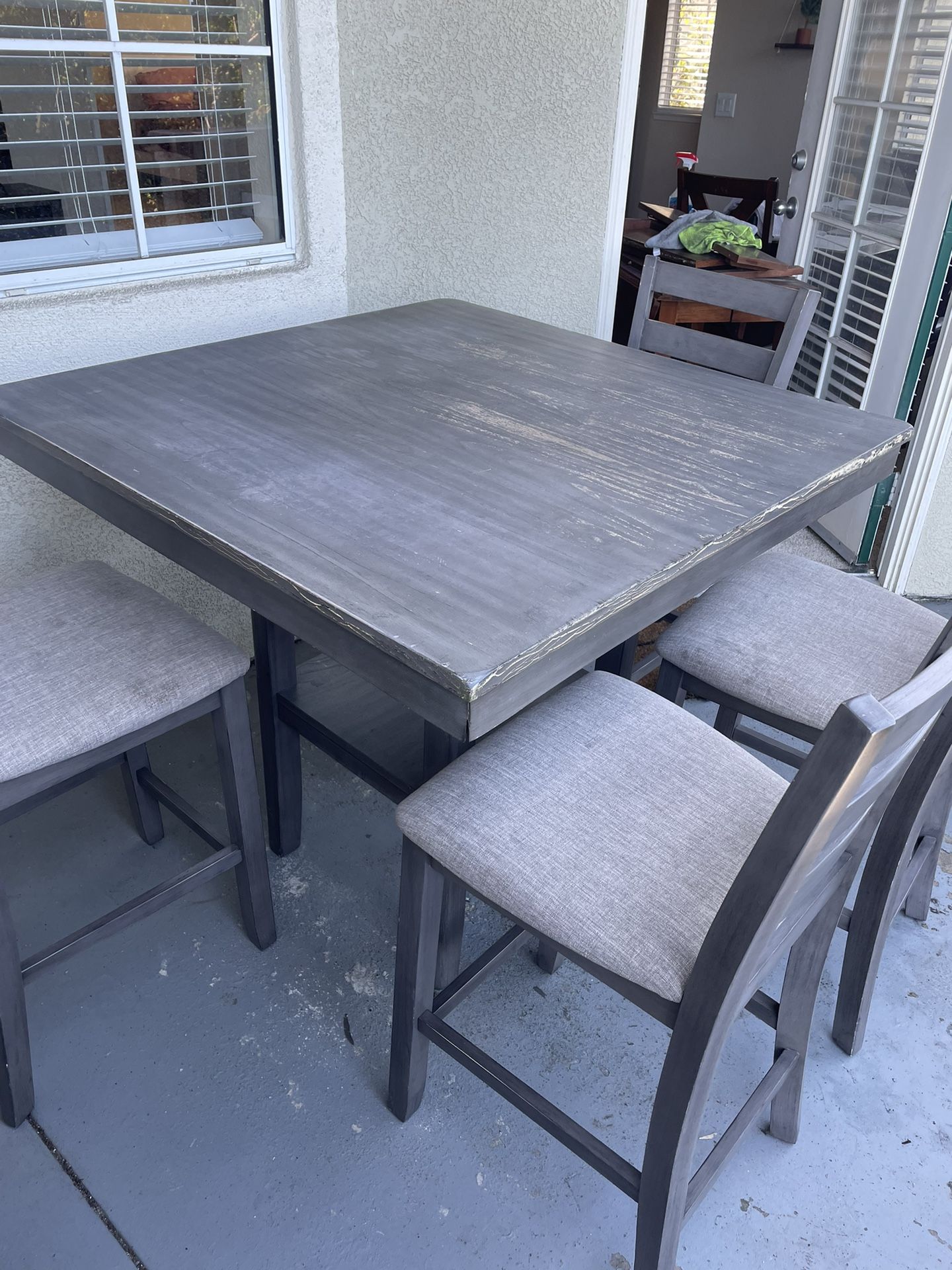 Table And 4 Chair Set. Grey Wood for Sale in San Diego, CA OfferUp