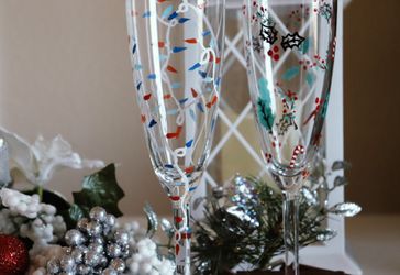 Champagne glass New Year Christmas Winter hand painted Christmas gifts