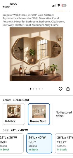 Irregular Cloud Wall Mirror 24x40 Rose Gold