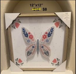 Butterfly Floral Framed Wall Art 12x12