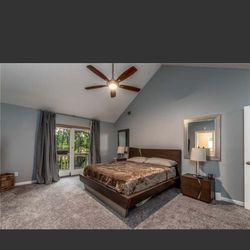 KING SIZE CYPRESS WOOD BED & NIGHTSTANDS