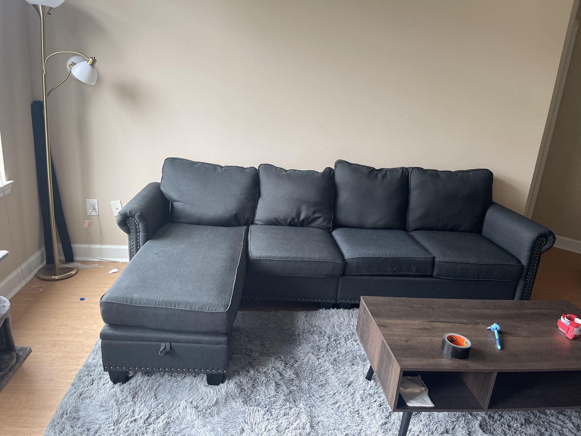 Nolany Convertible Sectional Sofa Couch with Reversible Chaise,