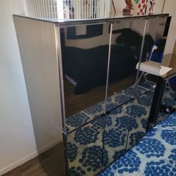 MCM Vintage Ello Furniture smoked mirror glass & Stainless cabinets *VG +