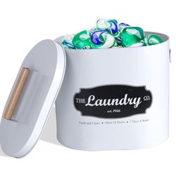 Laundry Pod Container with Lid - Metal Laundry Containers for Detergent Pods - Laundry Detergent Storage Container - Laundry Soap Containers for Organ