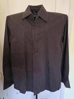 Men's Red Level Nine Button Up Brown Pinstripe Shirt - Size XL