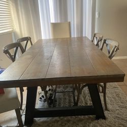 Large Kitchen Wooden Table With 6 Chairs
