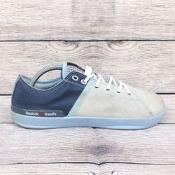 Reebok Womens Cross Fit Low TR Poly M47703 Tan Blue Sneaker Shoes Size 9.5