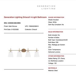 NEW IN BOX:  Elegant Modern Lighting Fixture, Bathroom 