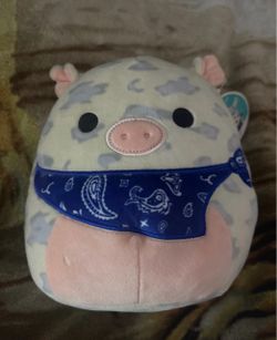 Squishmallow Pig Plush with Blue Bandana