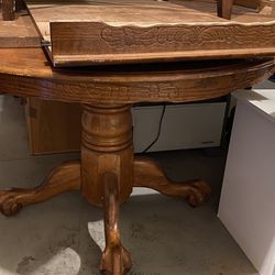 Round Oak Kitchen Table With 4 Chairs