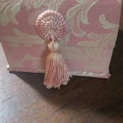 Jewelry Music Box, 5" Wide, 4-1/2" HIGH. 2" Deep Pink Floral Pattern
