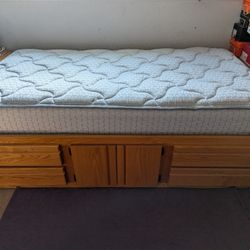 Twin Mattress Bed with Wood Bed Frame