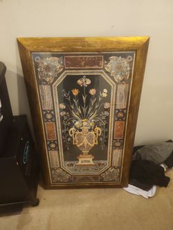 Framed Floral Urn Art Print Gold Frame