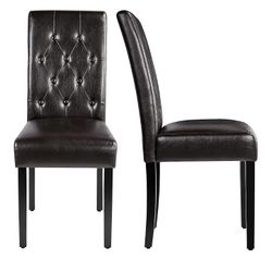 Yaheetech Upholstered Dining Chairs Set of 2 -Brown