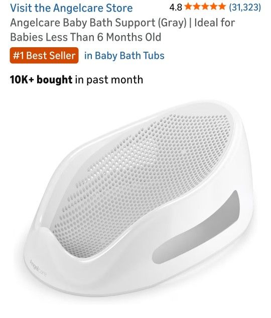 Angelcare Baby Bath Support (Gray) | Ideal for Babies Less Than 6 Months Old