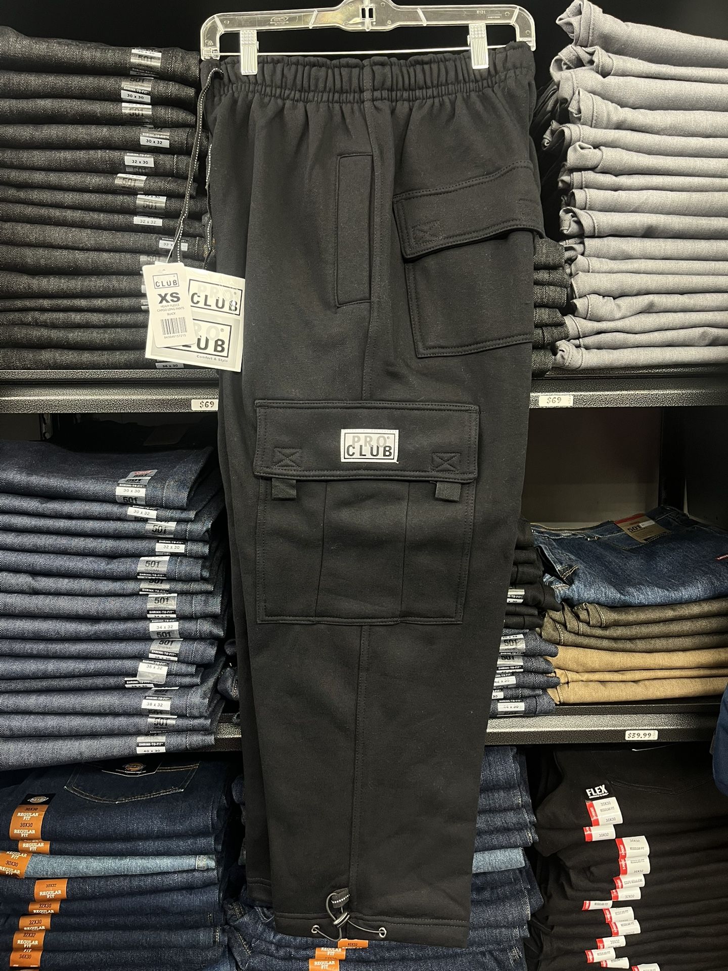 Pro Club Heavyweight Fleece Cargo Pant Black Size XS & 2XL ONLY