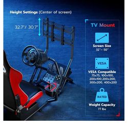 ARES WING Racing Simulator Cockpit with Monitor Mount and Seat, Formula and GT Sim Racing Cockpit Compatible with Fanatec, Thrustmaster, Logitech, Moz