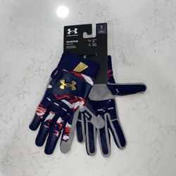 Under Armor Women’s Softball Baseball Batting Gloves USA Flag White Blue Red New Size L