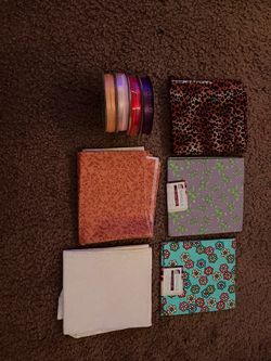 Sewing fabric, old ribbon + random cute pencils
