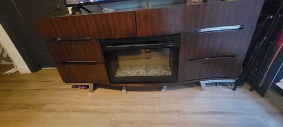 Dimplex 72" Curved Electric Fireplace TV Stand / Media Console – with Remote