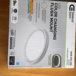 9 in. White, Oil Rubbed Bronze Trims 800 Lumens LED Flush Mount Ceiling Light Fixture with Night Lig