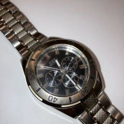 Guess Waterpro Men 100m Silver Analog Quartz Watch Day Date 42mm Case U10514G1